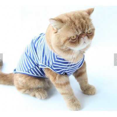 Pet clothes Cat pajamas cotton striped summer shirt for cat