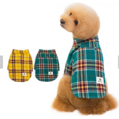 Pet apparel summer dog shirt clothes cotton plaid for Teddy and Pug dog