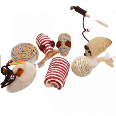 Cat Toy Set Wooden Pole Toy Stick Stuffed Mouse Cat Paw Interactive Pet Gift Box