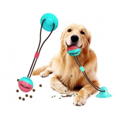 2020 new durable pet molar teeth cleaning squeaky ball dog suction tug cup